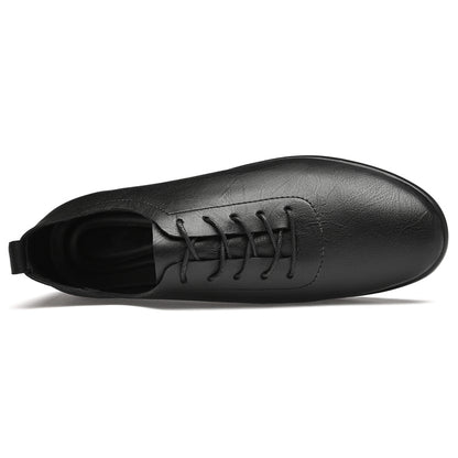 VILOCY Men's Lace Up Soft Leather Lightweight Business Casual Oxford Shoes In Black