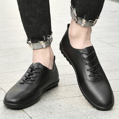 VILOCY Men's Lace Up Soft Leather Lightweight Business Casual Oxford Shoes In Black