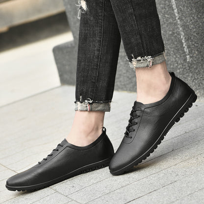 VILOCY Men's Lace Up Soft Leather Lightweight Business Casual Oxford Shoes In Black