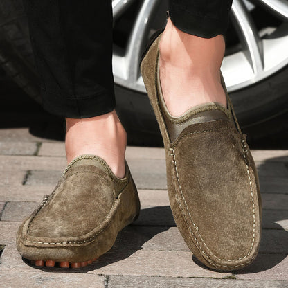 VILOCY Men's Handmade Washed Suede Slip On Driving Loafers