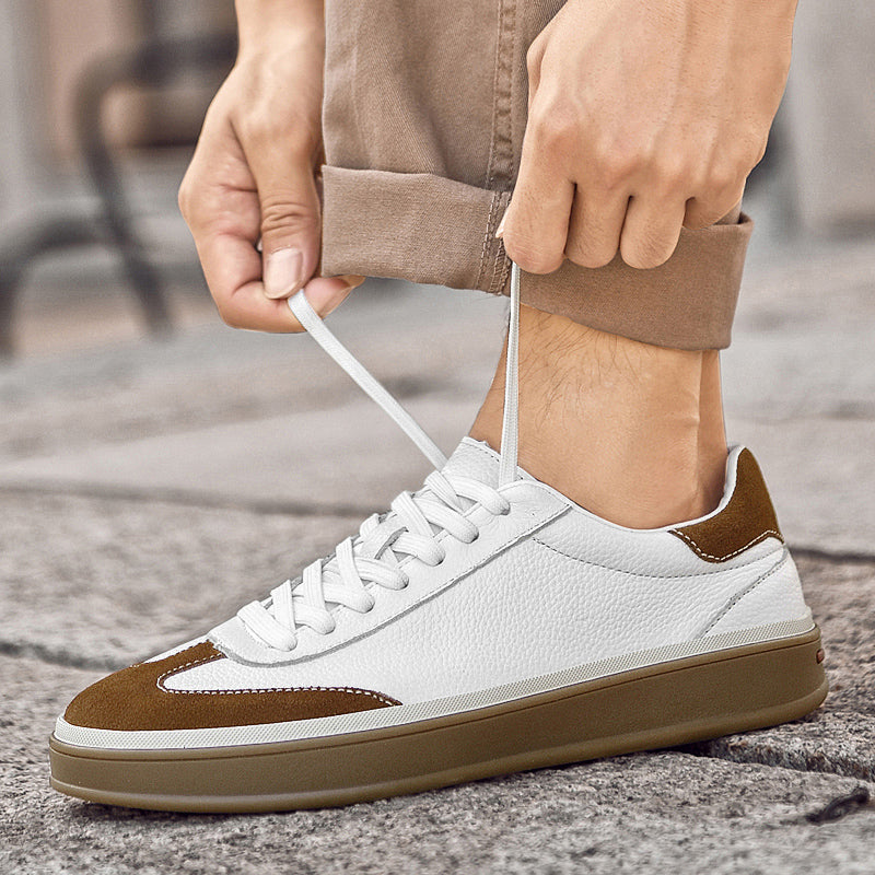 Mens Vintage Suede Patch Low‑Top Casual Sneakers