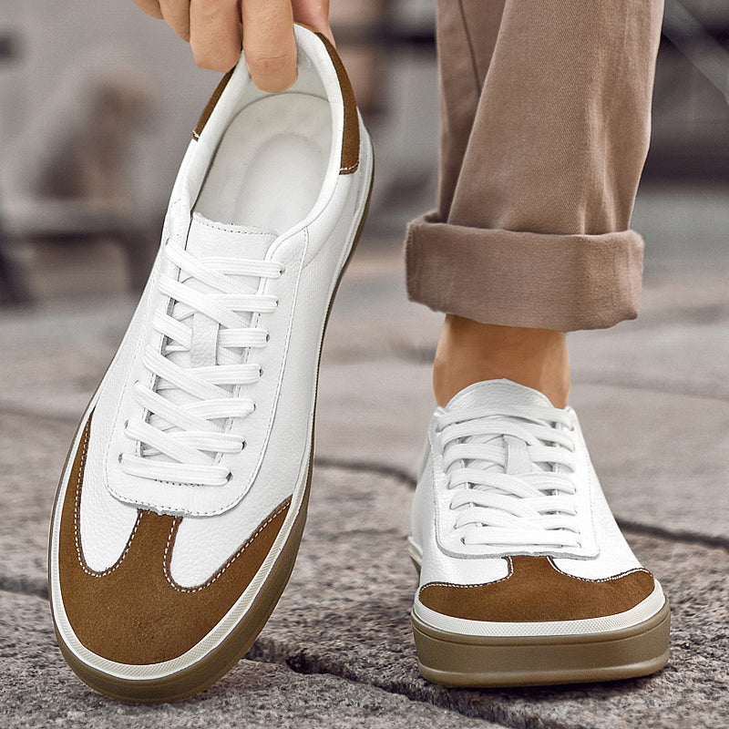 Mens Vintage Suede Patch Low‑Top Casual Sneakers
