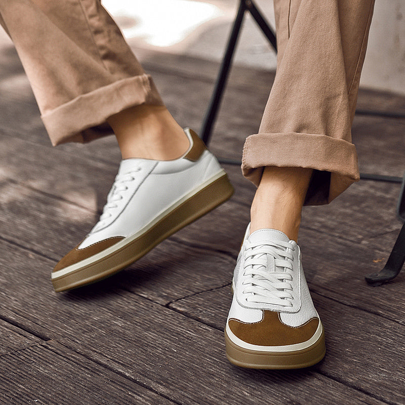 Mens Vintage Suede Patch Low‑Top Casual Sneakers