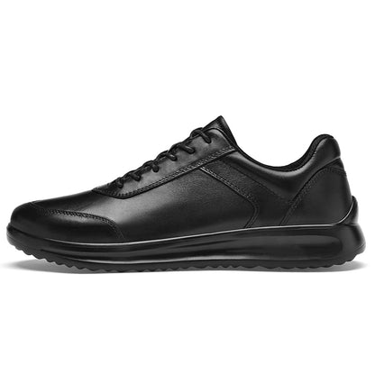 Vilocy Men's Black Leather Lace Up Business Walking Sneakers In Black