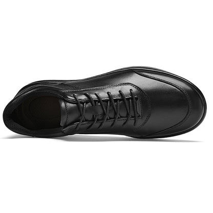 Vilocy Men's Black Leather Lace Up Business Walking Sneakers In Black