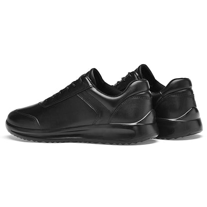 Vilocy Men's Black Leather Lace Up Business Walking Sneakers In Black