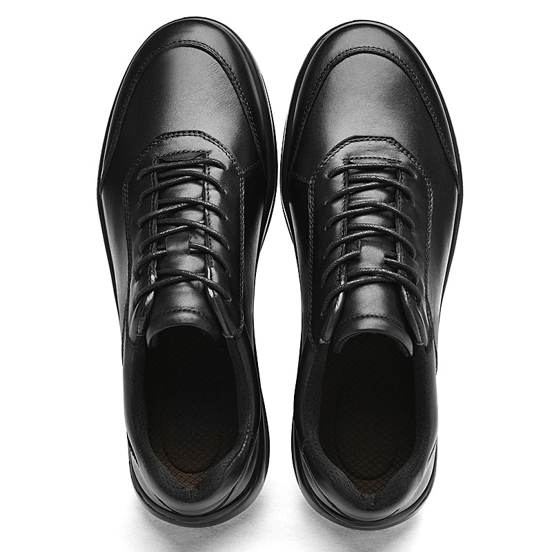 Men's Black Leather Lace Up Business Walking Sneakers