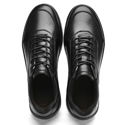 Vilocy Men's Black Leather Lace Up Business Walking Sneakers In Black