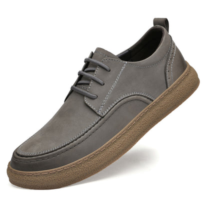 VILOCY Men's Retro Nubuck Leather Casual Oxfords Shoes In Grey