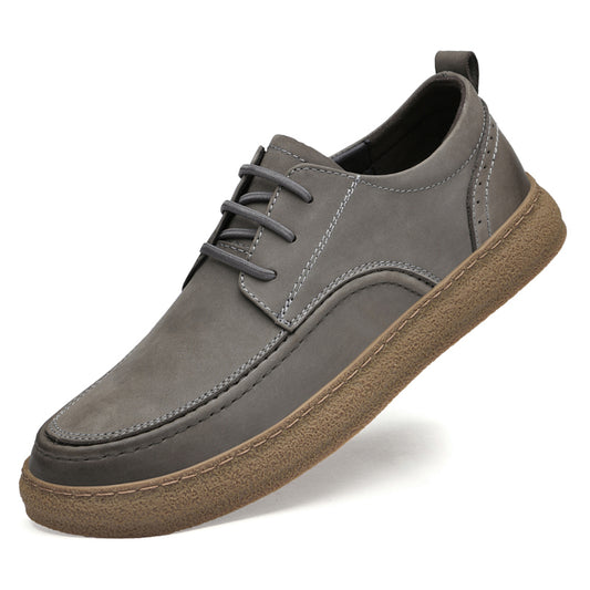 VILOCY Men's Retro Nubuck Leather Casual Oxfords Shoes In Grey