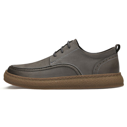 VILOCY Men's Retro Nubuck Leather Casual Oxfords Shoes In Grey