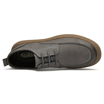 VILOCY Men's Retro Nubuck Leather Casual Oxfords Shoes In Grey
