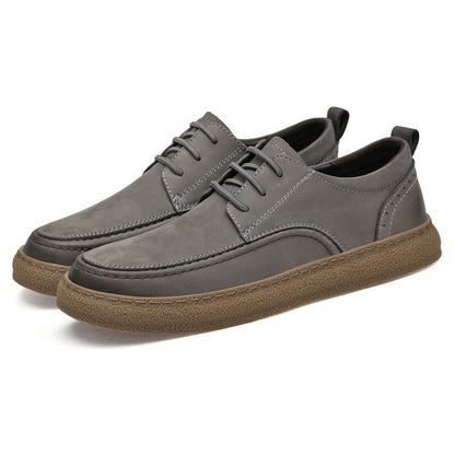 VILOCY Men's Retro Nubuck Leather Casual Oxfords Shoes In Grey