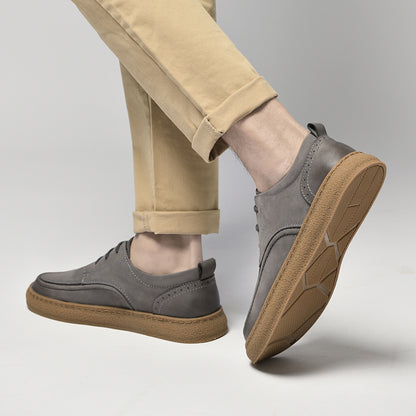 VILOCY Men's Retro Nubuck Leather Casual Oxfords Shoes In Grey