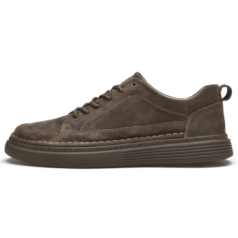 Vilocy Men's Low-Top Suede Moc Toe Platform Casual Oxford Shoes