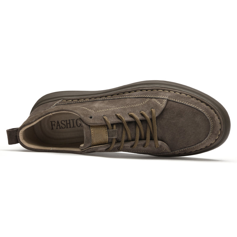Vilocy Men's Low-Top Suede Moc Toe Platform Casual Oxford Shoes