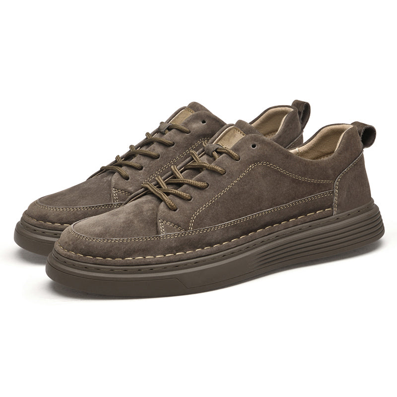 Men's Low-Top Suede Moc Toe Platform Casual Oxford Shoes