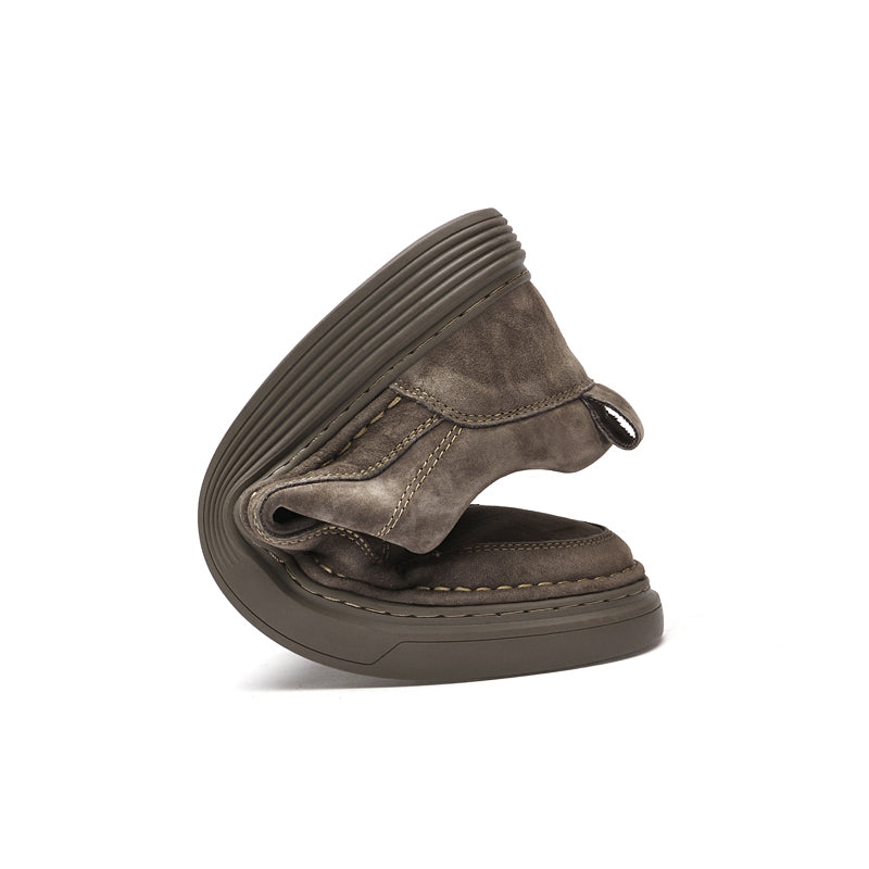 Men's Low-Top Suede Moc Toe Platform Casual Oxford Shoes