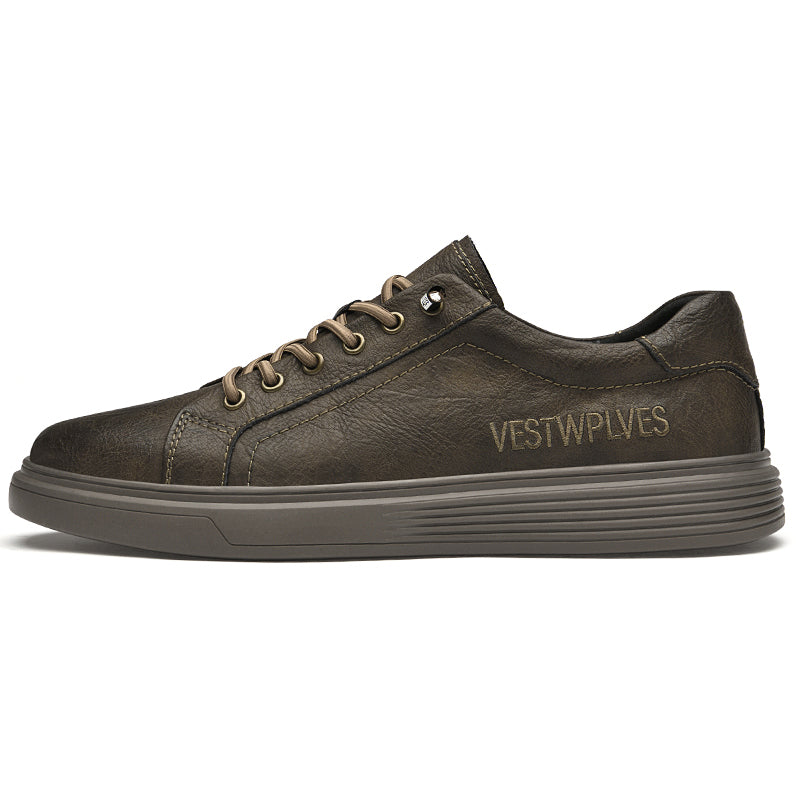 Men's Low-Tops Vintage Leather Platform Casual Skate Shoes