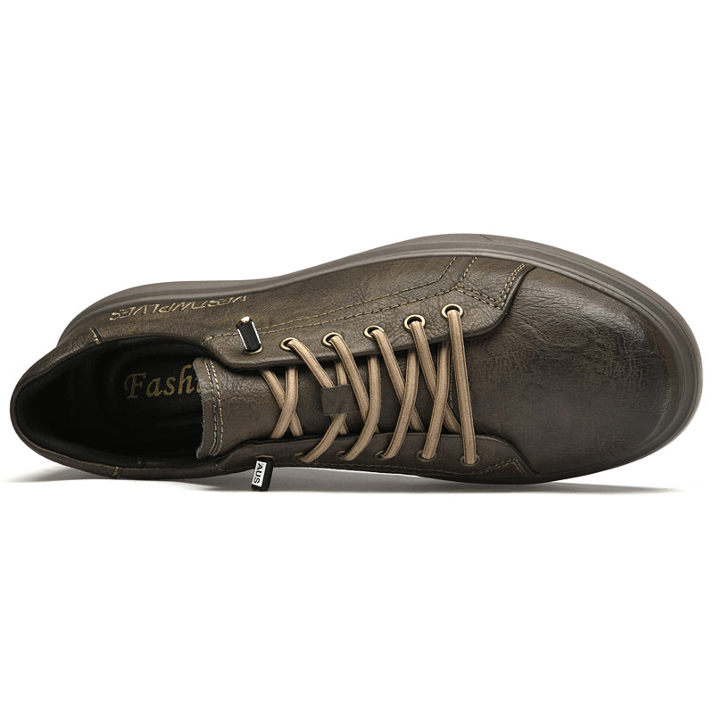 Men's Low-Tops Vintage Leather Platform Casual Skate Shoes