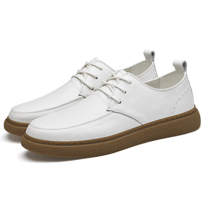 VILOCY Men's Lace-Up Casual Genuine Leather Shoes Walking Oxfords Business Dress Shoes In White