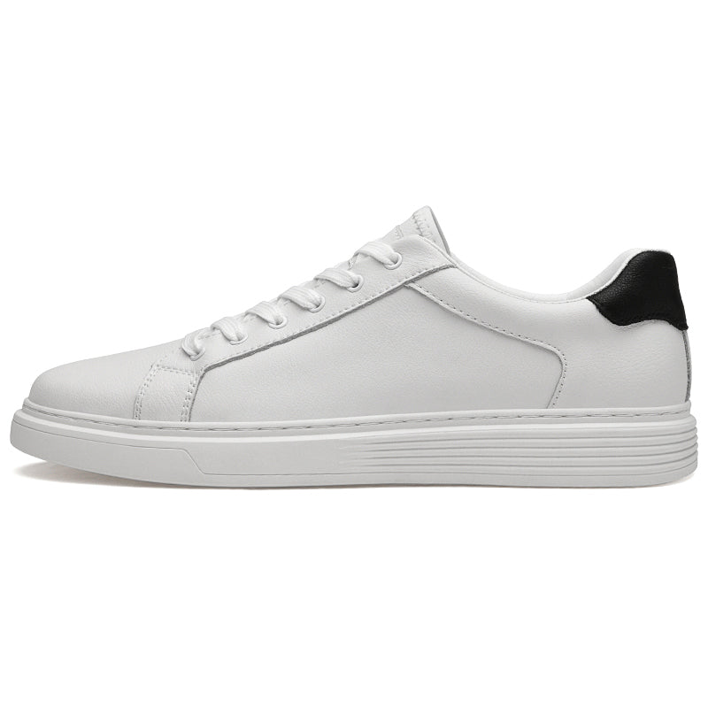 Men's Leather Low Top Lace Up Casual Board Shoes