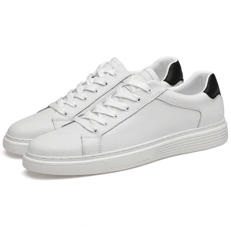 Men's Leather Low Top Lace Up Casual Board Shoes