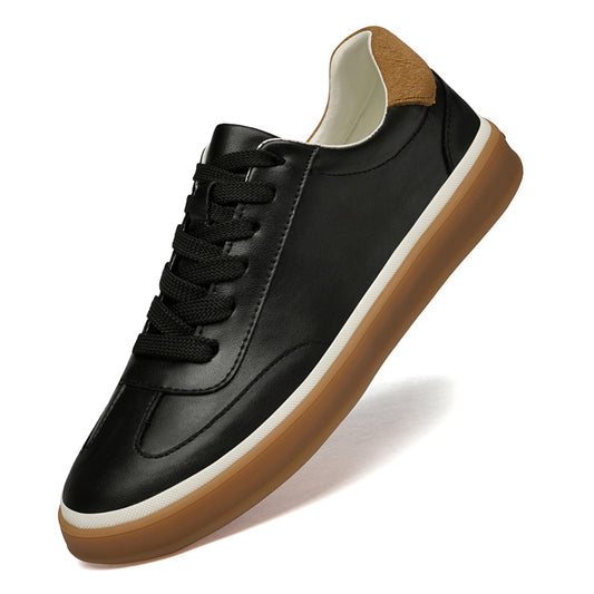 Vilocy - Men's Low Top Leather Skate Casual Sneakers In Black