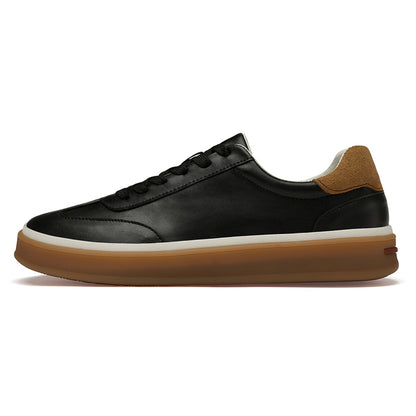 Vilocy - Men's Low Top Leather Skate Casual Sneakers In Black