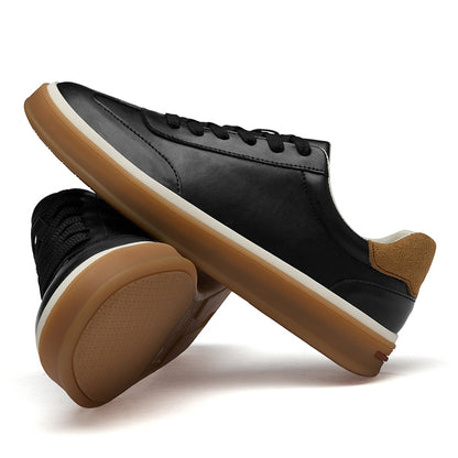Vilocy - Men's Low Top Leather Skate Casual Sneakers In Black