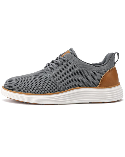 VILOCY Boys Knit Breathable Lace-Up Business Casual Oxford Shoes In Grey