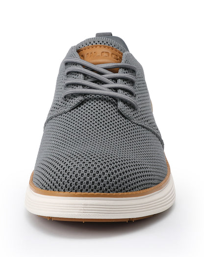 VILOCY Boys Knit Breathable Lace-Up Business Casual Oxford Shoes In Grey