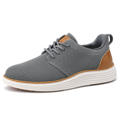 VILOCY Boys Knit Breathable Lace-Up Business Casual Oxford Shoes In Grey