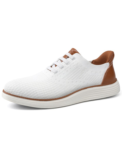 Vilocy Men's Knit Hands Free Slip-On Casual Business Oxford Shoes In White