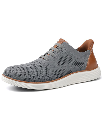 Vilocy Men's Knit Hands Free Slip-On Casual Business Oxford Shoes In Grey