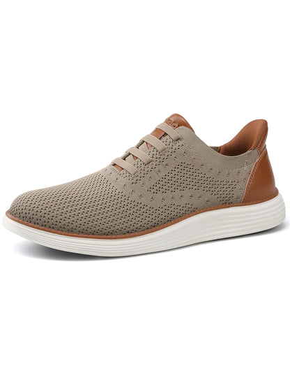 Vilocy Men's Knit Hands Free Slip-On Casual Business Oxford Shoes In Khaki