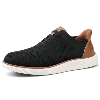 Vilocy Men's Knit Hands Free Slip-On Casual Business Oxford Shoes In Black