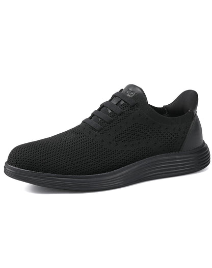 Vilocy Men's Knit Hands Free Slip-On Casual Business Oxford Shoes In All Black