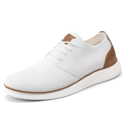 VILOCY Men's Lace Up Dress Sneakers Business Oxfords Casual Walking Shoes In White