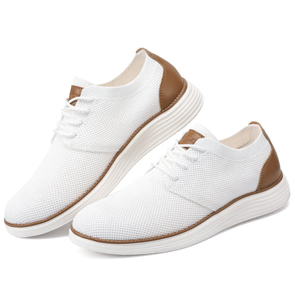 VILOCY Men's Lace Up Dress Sneakers Business Oxfords Casual Walking Shoes In White