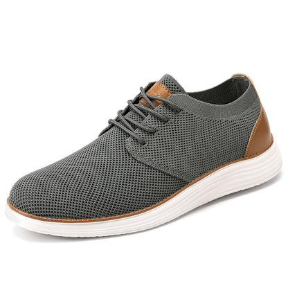 VILOCY Men's Lace Up Dress Sneakers Business Oxfords Casual Walking Shoes In Grey