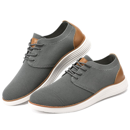 VILOCY Men's Lace Up Dress Sneakers Business Oxfords Casual Walking Shoes In Grey