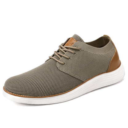 VILOCY Men's Lace Up Dress Sneakers Business Oxfords Casual Walking Shoes In Khaki
