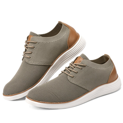 VILOCY Men's Lace Up Dress Sneakers Business Oxfords Casual Walking Shoes In Khaki