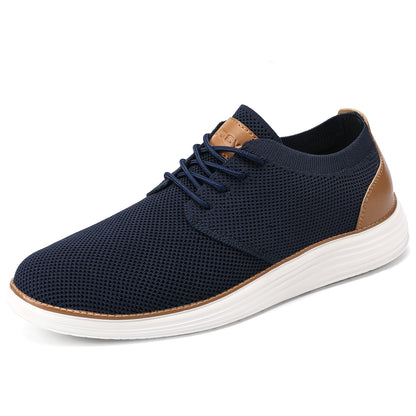 VILOCY Men's Lace Up Dress Sneakers Business Oxfords Casual Walking Shoes In Dark Blue