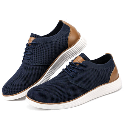 VILOCY Men's Lace Up Dress Sneakers Business Oxfords Casual Walking Shoes In Dark Blue
