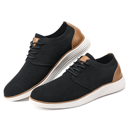 VILOCY Men's Lace Up Dress Sneakers Business Oxfords Casual Walking Shoes In Black