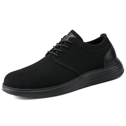 VILOCY Men's Lace Up Dress Sneakers Business Oxfords Casual Walking Shoes In All Black