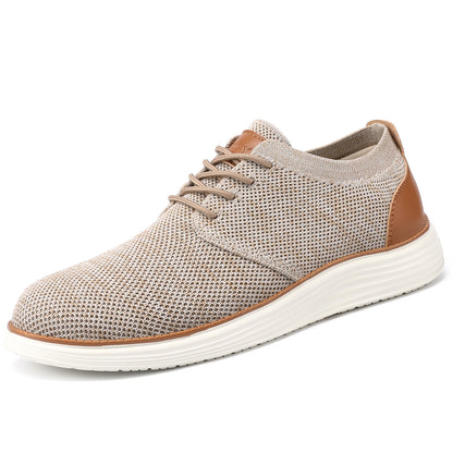VILOCY Men's Lace Up Dress Sneakers Business Oxfords Casual Walking Shoes In Beige Tan