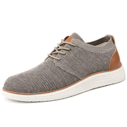 VILOCY Men's Lace Up Dress Sneakers Business Oxfords Casual Walking Shoes In Mottled Grey